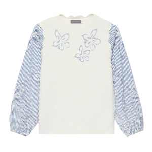 Mint Velvet Neutral Cotton Blend Striped Layered Jumper